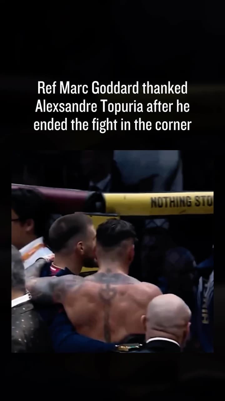 New footage released by the UFC shows referee Marc Goddard thanking Ilia Topuria’s brother for stopp